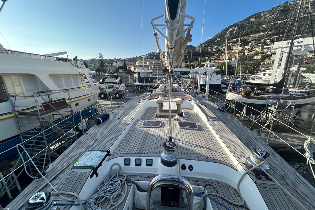 Comar Comet 65 S yacht in harbor, built in 2000.