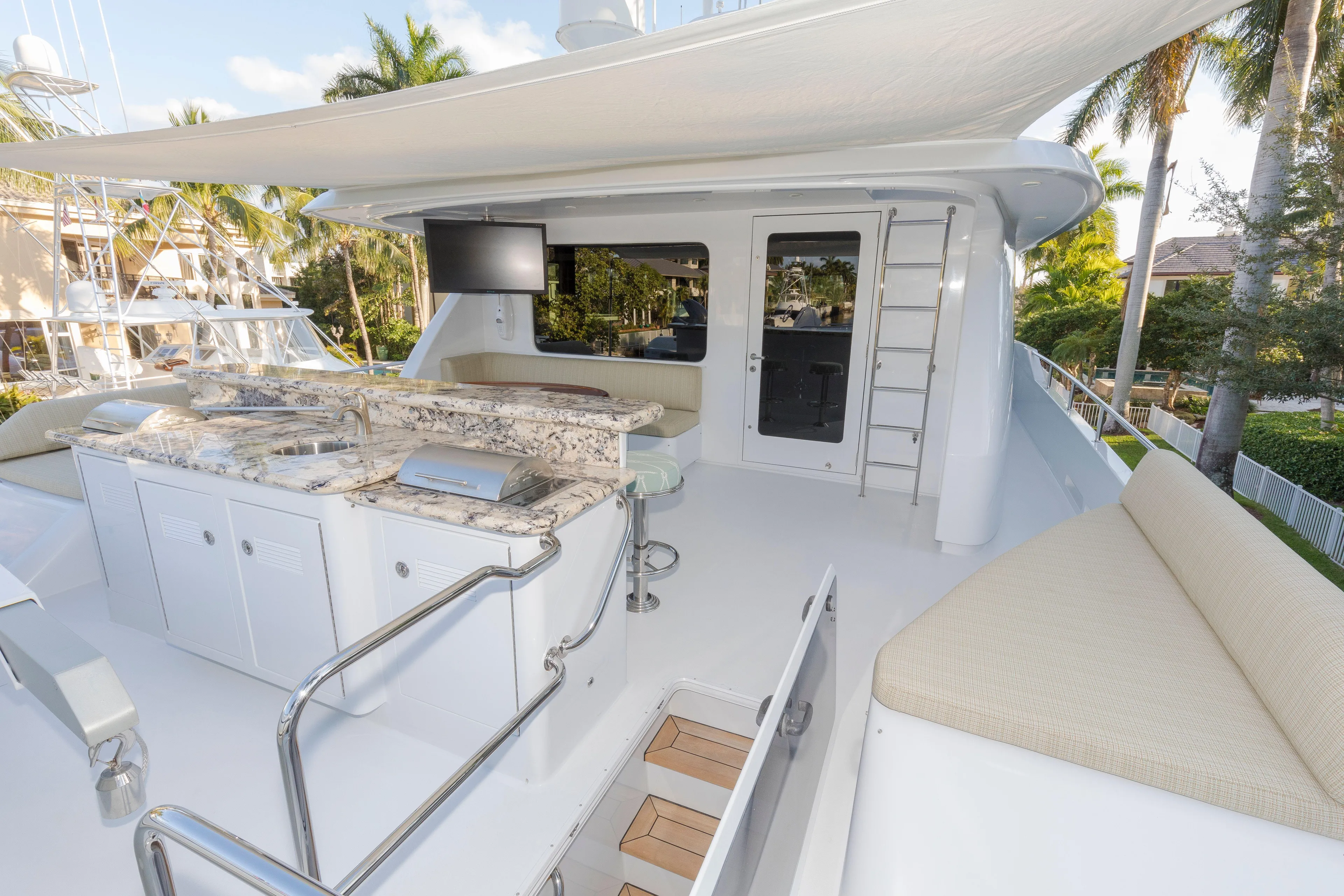 Anndrianna Yacht Photos Pics Stairs Up to Boat Deck