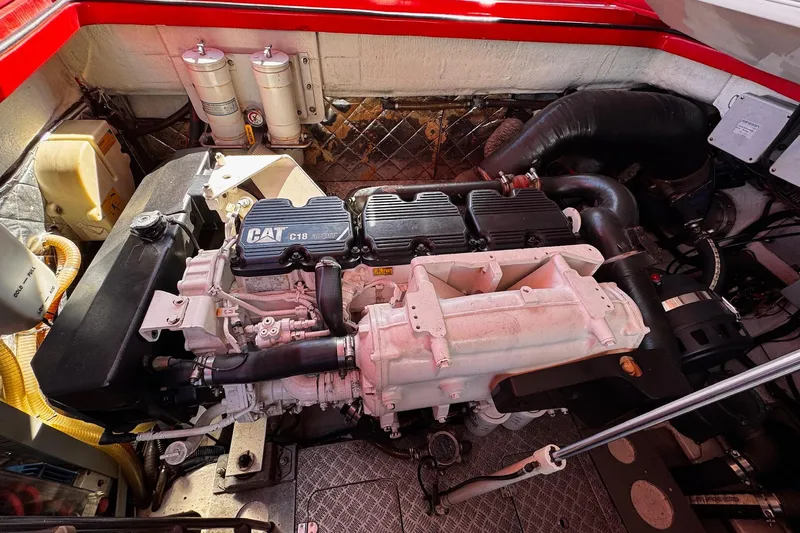  Yacht Photos Pics Engine compartment of 2015 SACS Strider 19 with CAT C18 engine.