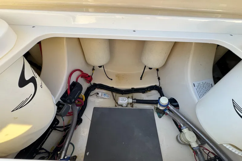  Yacht Photos Pics 2025 Scout 281 XSS boat interior showing wiring and components.