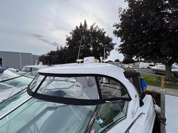 Cayetana Yacht Photos Pics 2004 Sea Ray 390 Sundancer boat docked, featuring sleek design and modern amenities.