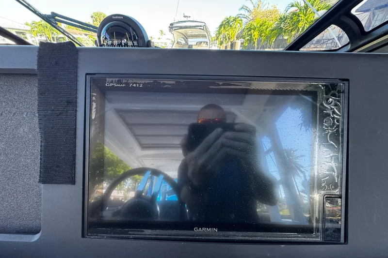  Yacht Photos Pics Garmin GPSMAP 7412 on 2017 Axopar 37 Sun Top boat dashboard.