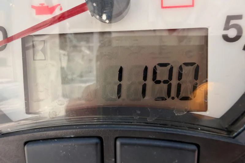 First 36 Yacht Photos Pics Close-up of a Beneteau First 36 2023 engine hour meter displaying 119.0 hours.