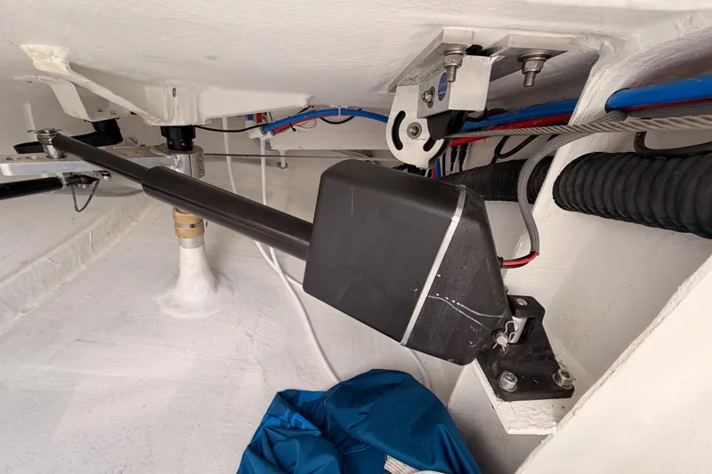 First 36 Yacht Photos Pics Interior view of 2023 Beneteau First 36 sailboat, showcasing mechanical components and wiring.