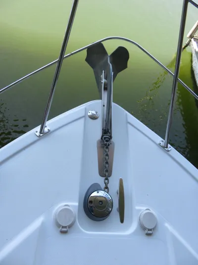 Nepenthe Yacht Photos Pics Bow of 2003 Carver 366 Motor Yacht with anchor and chain mechanism.