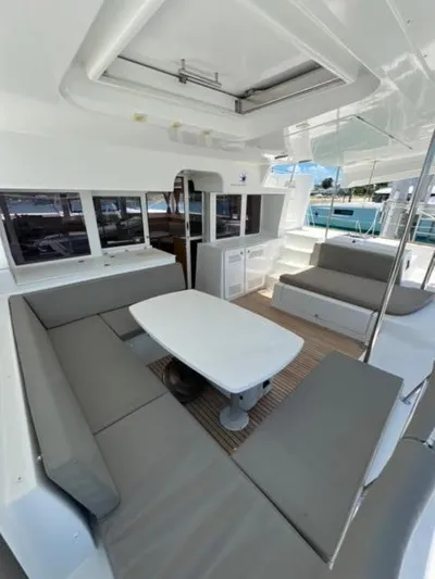 Kajsa Yacht Photos Pics 2017 Lagoon 450 F catamaran interior with spacious seating and modern design.