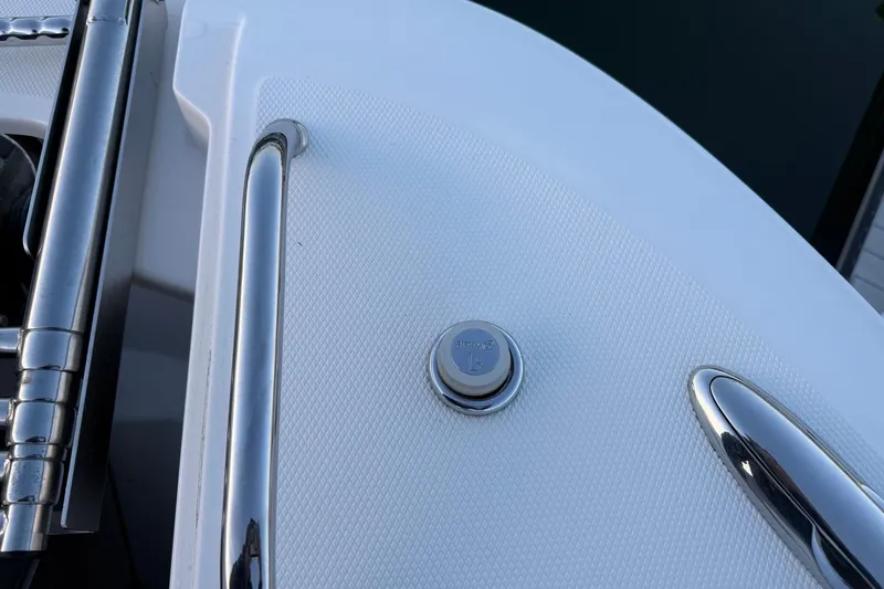  Yacht Photos Pics 2017 Boston Whaler 320 Vantage boat deck with stainless steel fittings.