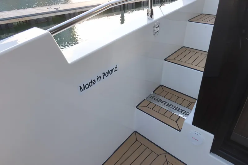 Your New Boat Yacht Photos Pics Staircase on 2026 Cobra Yachts Sea Master 45, featuring "Made in Poland" text.