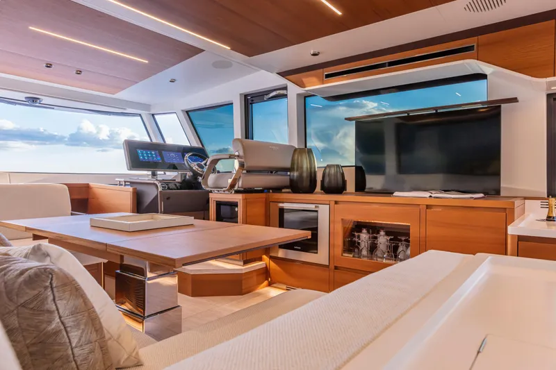  Yacht Photos Pics Luxurious interior of 2026 Pardo Yachts E60, featuring modern design and advanced navigation.