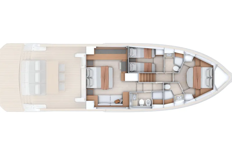  Yacht Photos Pics Floor plan of 2026 Pardo Yachts E60, showcasing luxurious interior layout.