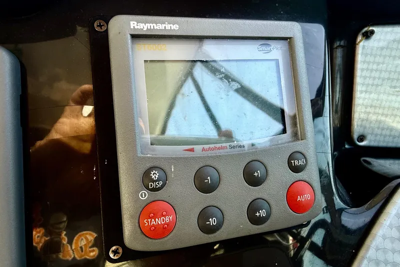 Fresh Off The Boat Yacht Photos Pics Raymarine ST6002 autopilot control on 2008 Four Winns 378 Vista boat dashboard.