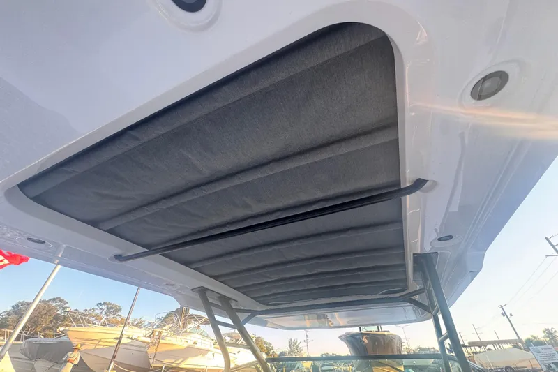 Axopar 37 Suntop Yacht Photos Pics 2024 Axopar 37 SunTop boat canopy, showcasing sleek design and modern features.