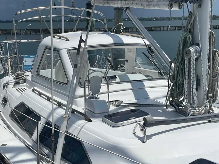 Gratitude Yacht Photos Pics Sailing yacht Moody 46 CC, 1999 model, docked with visible rigging and deck details.