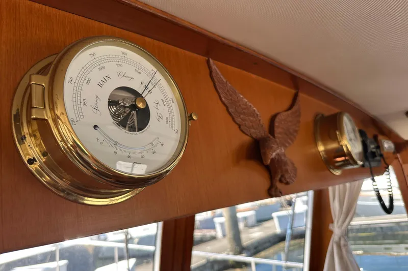 S.k.i Yacht Photos Pics Barometer and eagle decor inside 2000 Eagle 40 Pilothouse Trawler.