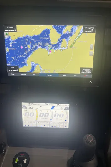 Sea Hawk Yacht Photos Pics Navigation system display on a 2020 Pursuit OS 355 Offshore boat.