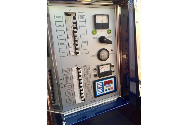  Yacht Photos Pics Electrical control panel of a 2008 Cantieri di Sarnico 43 yacht.
