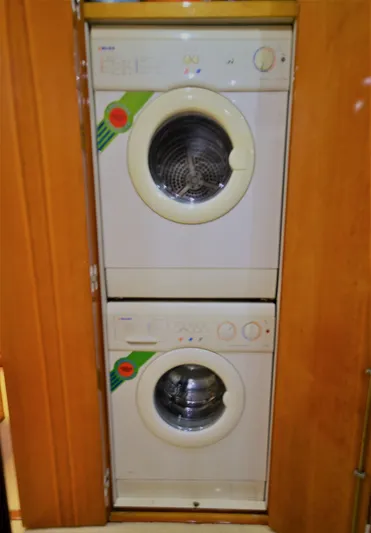Gabby Millan 2 Yacht Photos Pics Stacked washer and dryer in 2003 Bertram 67 Convertible yacht.