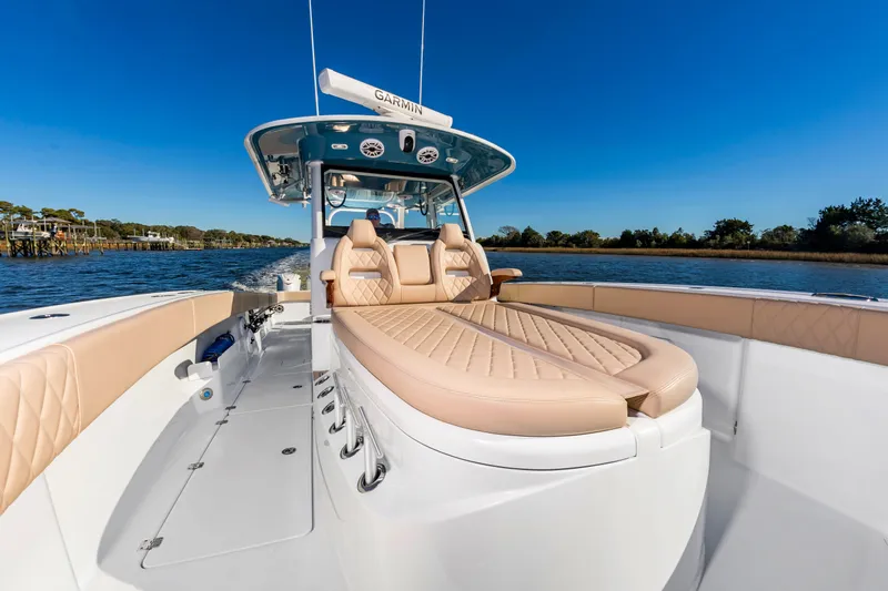 Krusty Krab II Yacht Photos Pics Luxurious interior of Freeman 38 yacht, model year 2025.