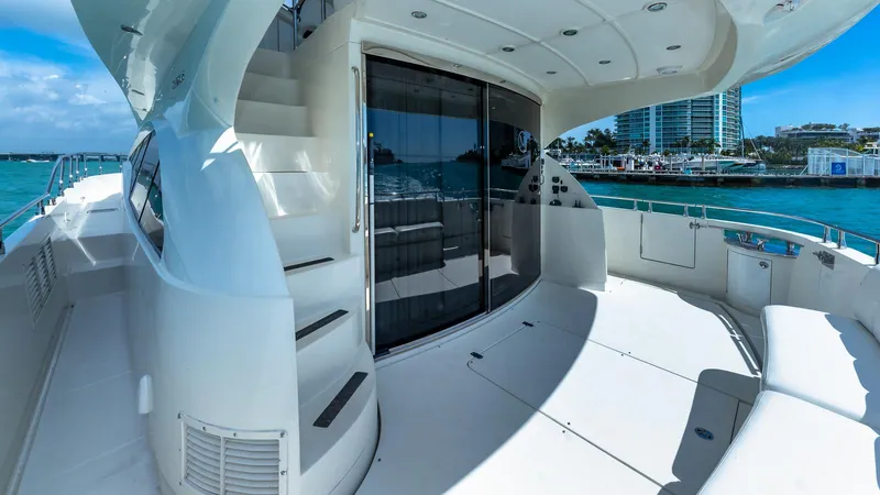 Next To Sell Yacht Photos Pics Luxurious 2005 Marquis 59 yacht deck with modern design and ocean view.