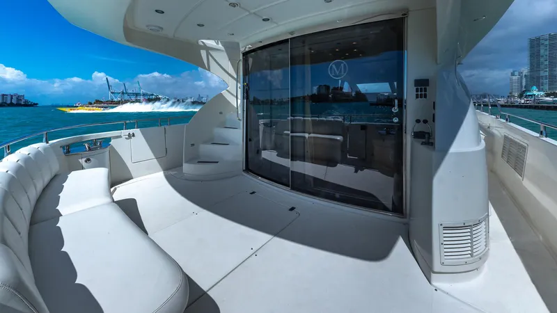 Next To Sell Yacht Photos Pics Luxurious 2005 Marquis 59 yacht deck with ocean view and modern seating.