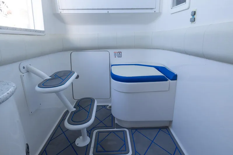 Loan Shark II Yacht Photos Pics 2019 Deep Impact 399 Sport boat interior with seating and modern design.