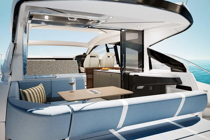 New Model For 2026 Yacht Photos Pics Luxurious interior of Fairline Targa 47 GT yacht, year 2026.