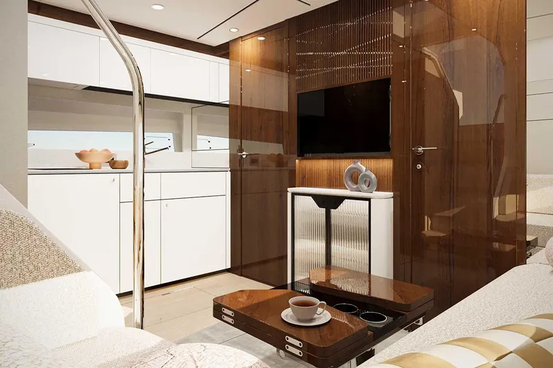 New Model For 2026 Yacht Photos Pics Luxurious interior of Fairline Targa 47 GT yacht, year 2026.