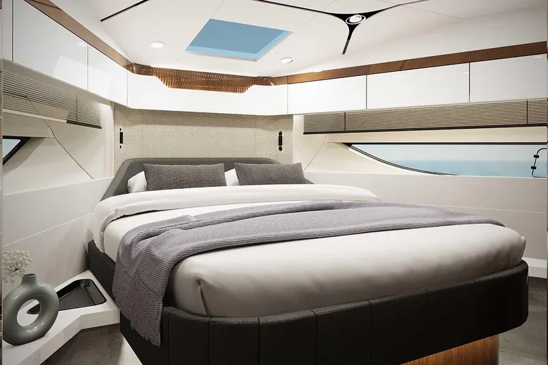 New Model For 2026 Yacht Photos Pics Luxurious bedroom in Fairline Targa 47 GT 2026 yacht.