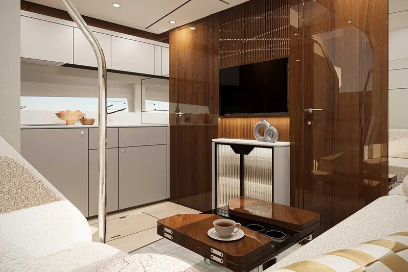 New Model For 2026 Yacht Photos Pics Luxurious interior of Fairline Targa 47 GT yacht, year 2026.