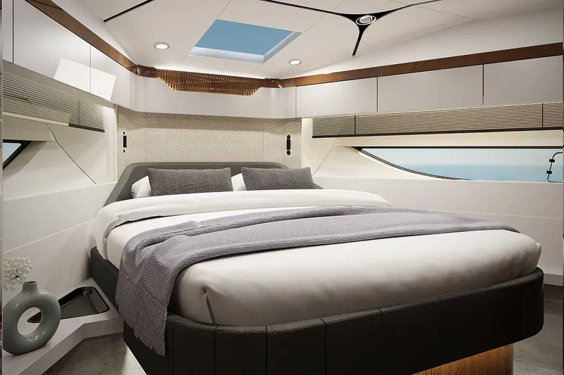 New Model For 2026 Yacht Photos Pics Luxurious bedroom in Fairline Targa 47 GT 2026 yacht.