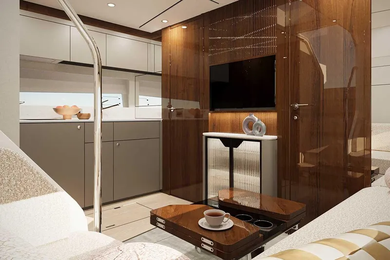 New Model For 2026 Yacht Photos Pics Luxurious interior of Fairline Targa 47 GT 2026 with modern design.