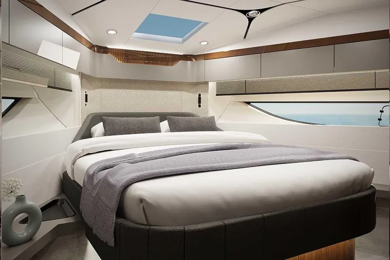 New Model For 2026 Yacht Photos Pics Luxurious bedroom in 2026 Fairline Targa 47 GT yacht.