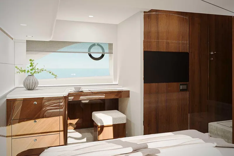 New Model For 2026 Yacht Photos Pics Luxurious interior of Fairline Targa 47 GT yacht, year 2026.