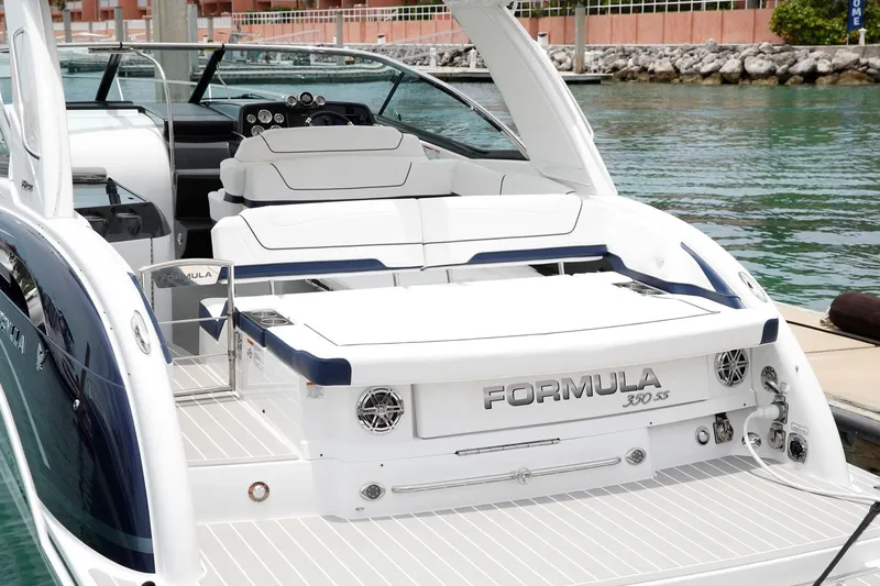  Yacht Photos Pics Manufacturer Provided Image: 2020 Formula 350 Sun Sport luxury boat docked at marina.