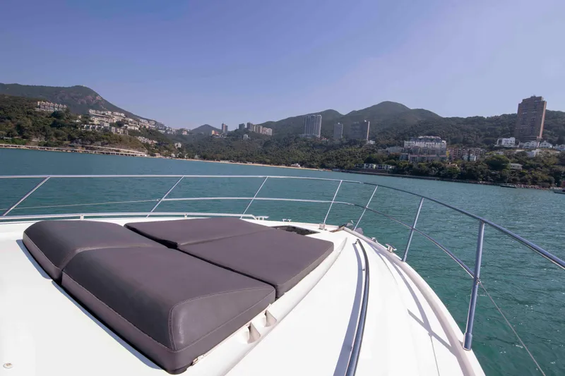  Yacht Photos Pics Luxury Princess 52 yacht deck with scenic coastal view, 2017 model.