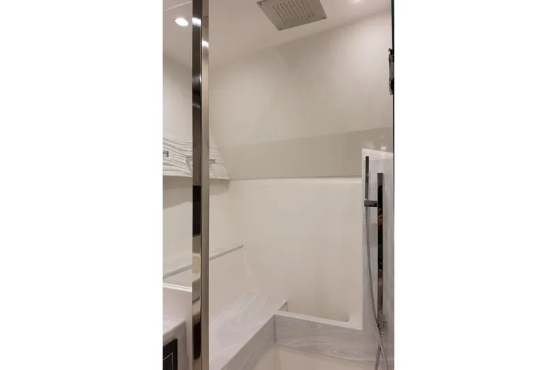  Yacht Photos Pics 2023 Formula 500 Super Sport Crossover interior shower with modern design and sleek fixtures.