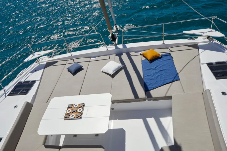 Azure Yacht Photos Pics Luxurious 2025 Bali 4.8 yacht deck with cushions and ocean view.