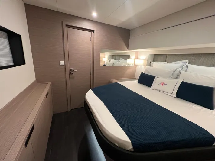 Tbd Yacht Photos Pics Luxurious cabin interior of 2022 Fountaine Pajot Samana 59 yacht with modern design.