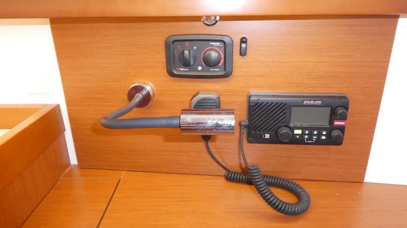  Yacht Photos Pics Control panel and radio equipment on 2014 Beneteau Oceanis 41 yacht.