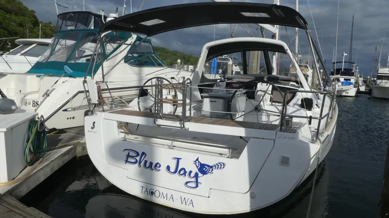  Yacht Photos Pics 2014 Beneteau Oceanis 41 sailboat "Blue Jay" docked in Tacoma, WA marina.