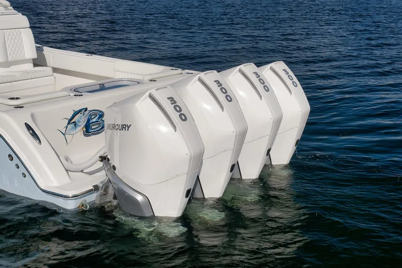  Yacht Photos Pics 2022 Invincible 39 Open Fisherman with four Mercury 300 engines on water.