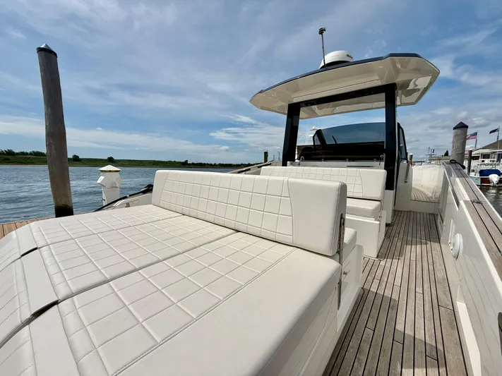  Yacht Photos Pics 2023 Astondoa 377 Coupe Outboard luxury yacht with spacious deck and modern design.