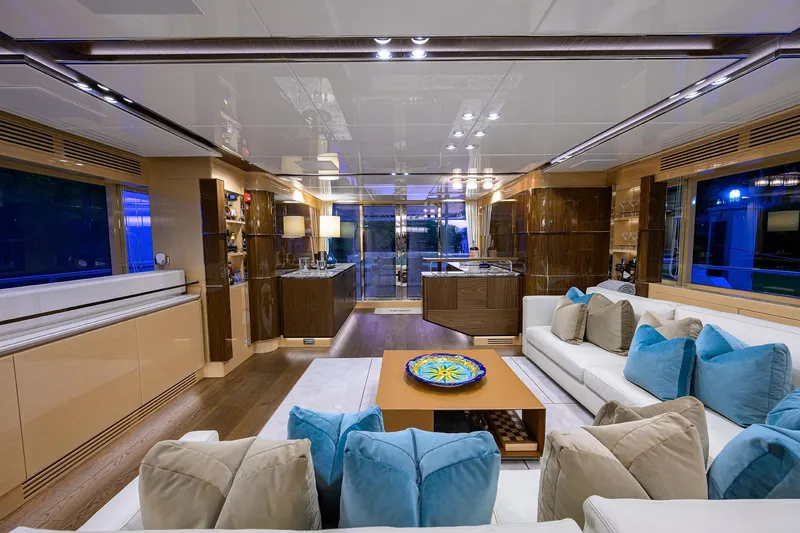 Uptight Yacht Photos Pics Luxurious interior of 2022 Cantiere Delle Marche Darwin 106 yacht with elegant furnishings.