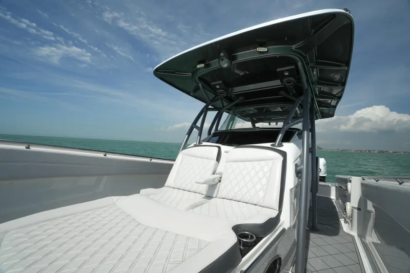 My Mermaid Yacht Photos Pics 2020 Nor-Tech 390 Sport Center Console boat with luxurious seating on open water.