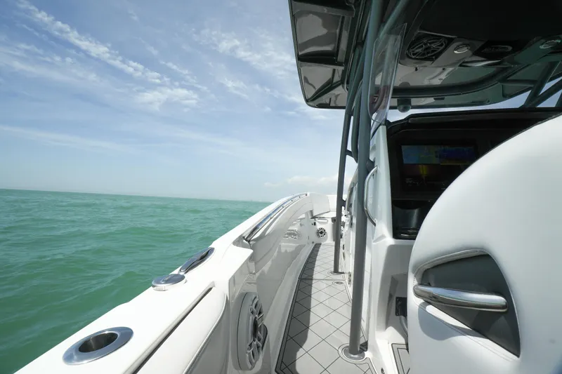 My Mermaid Yacht Photos Pics 2020 Nor-Tech 390 Sport Center Console on open water, showcasing sleek design and modern features.