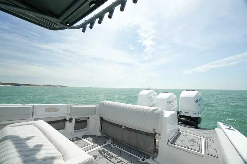 My Mermaid Yacht Photos Pics 2020 Nor-Tech 390 Sport Center Console on open water, featuring luxurious seating and powerful engines.
