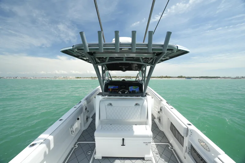 My Mermaid Yacht Photos Pics 2020 Nor-Tech 390 Sport Center Console boat on open water, featuring spacious deck and modern helm.