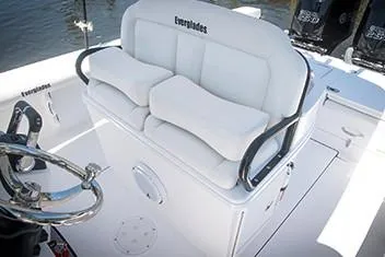  Yacht Photos Pics Manufacturer Provided Image: 2020 Everglades 273 Center Console boat with white cushioned seating.