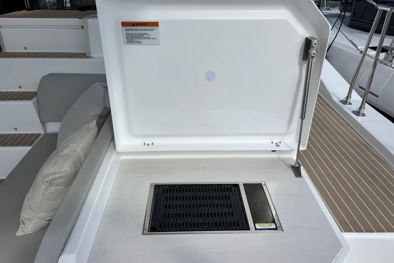 Faste Yacht Photos Pics Outdoor grill area on 2025 Leopard 52 yacht, featuring sleek design and modern amenities.