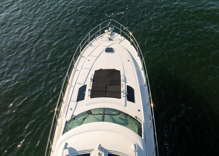 No Shoes Yacht Photos Pics Aerial view of 2013 Sea Ray 580 Sundancer yacht on water.